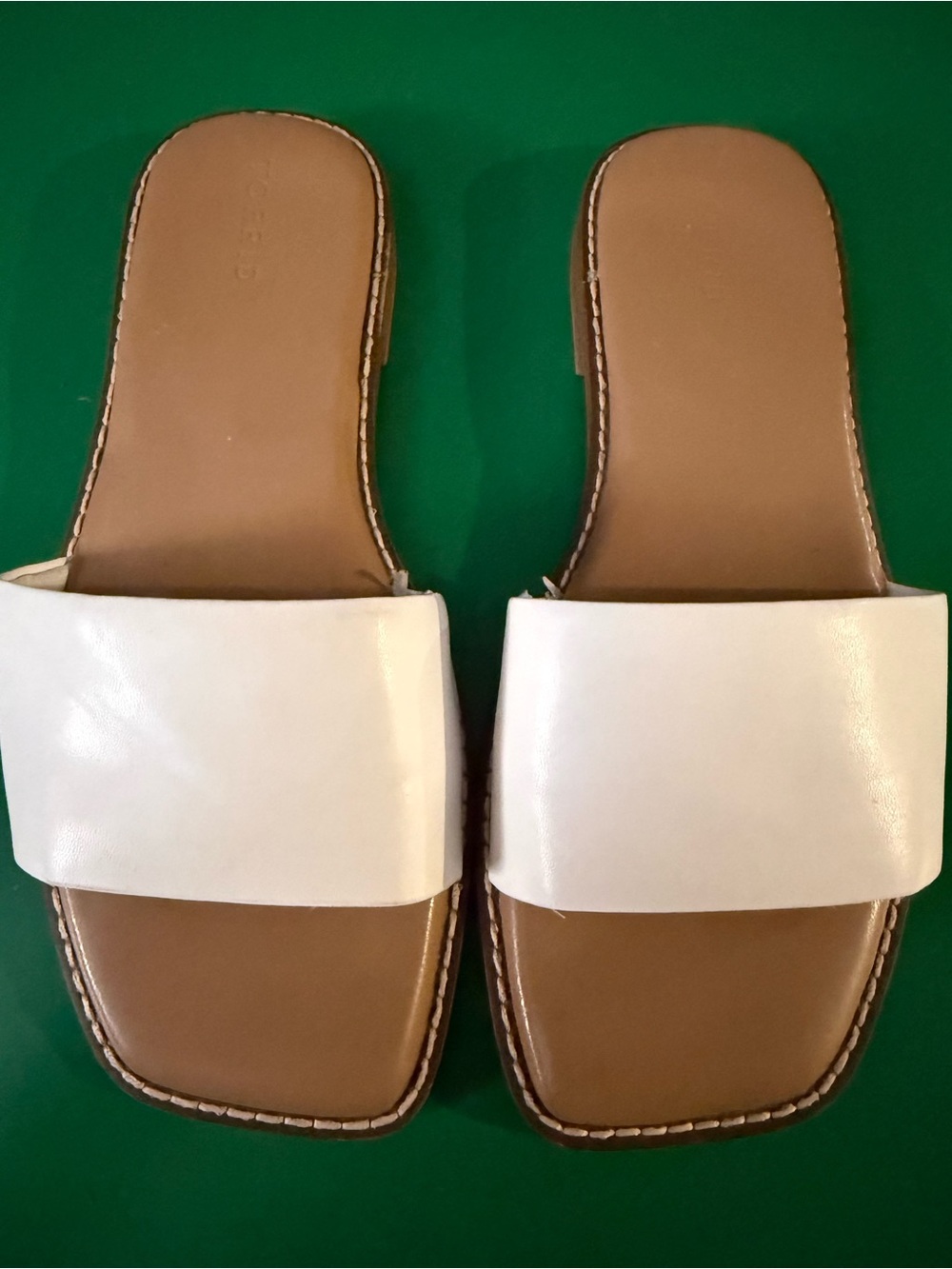 Torrid White Slide Sandals with Tan Footbed size 9.5